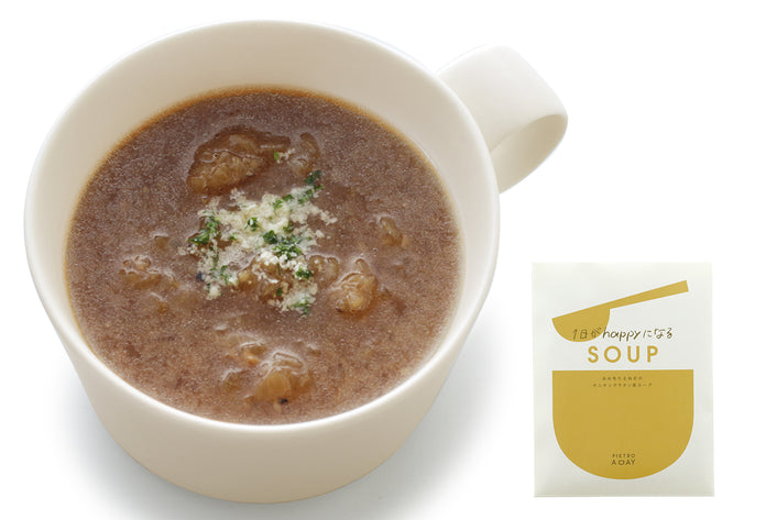 あめ色たまねぎのオニオングラタン風スープ